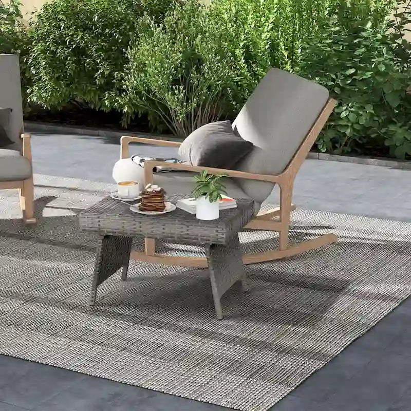 Terrassenklappbarer Rattan-Beistelltisch – 61 x 41 x 41 cm