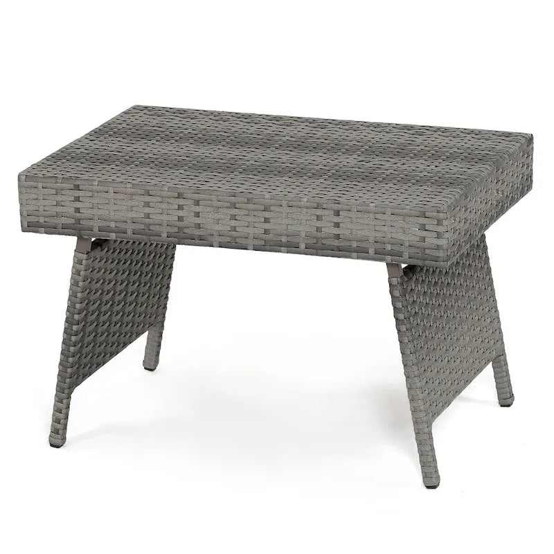 Terrassenklappbarer Rattan-Beistelltisch – 61 x 41 x 41 cm