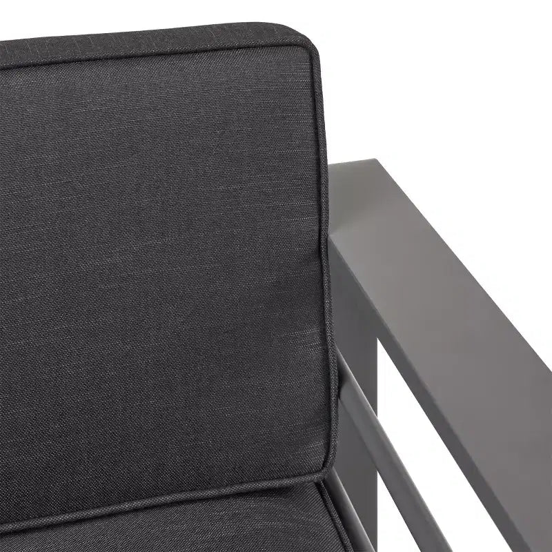 GDFStudio Wendy Outdoor Aluminum 4 Seater Chat Set with Cushions, Gray