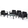 GDFStudio Mason Outdoor Aluminum 4 Seater Chat Set with Cushions, Gray and Dark Gray
