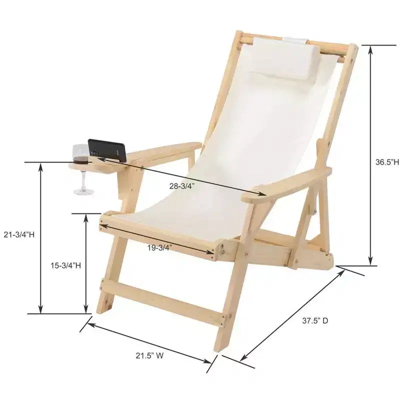 Jiallo Romantic Collection Canvas Sling Chair with Cup and Wine Holder and Ottoman (Set of 4)