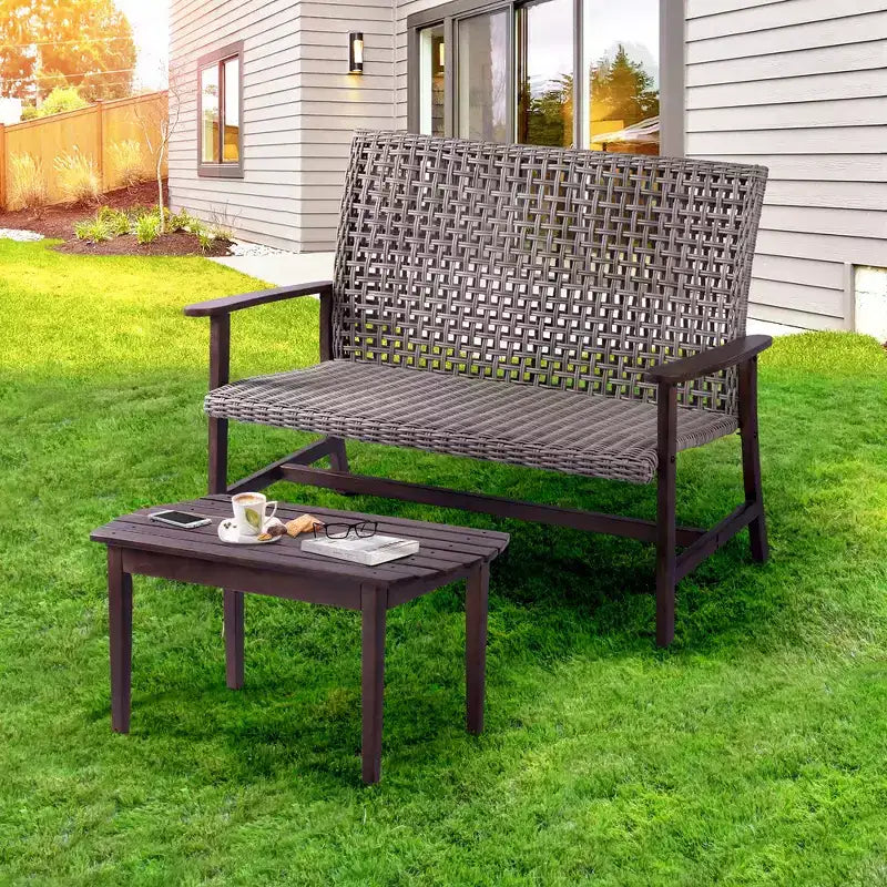 Jiallo Vineyard Collection Conversation set Armchair, Loveseat, End Table and Coffee Table
