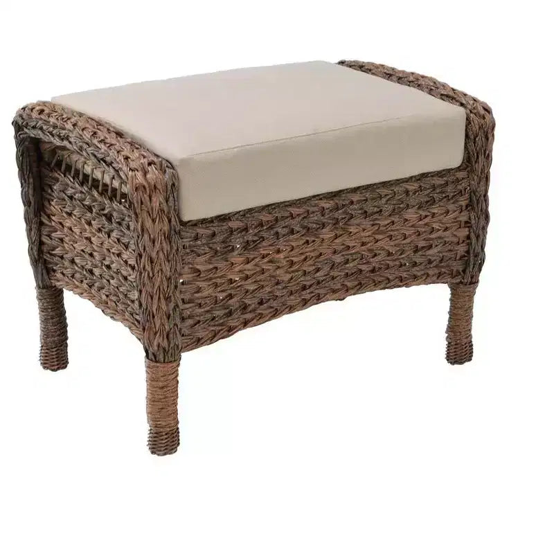 Jiallo Modern Concept Faux Sea Grass Resin Rattan Relaxing Set (1 Armchair and 1 Ottoman)