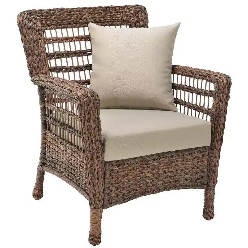 Jiallo Modern Concept Faux Sea Grass Resin Rattan Relaxing Set (1 Armchair and 1 Ottoman)