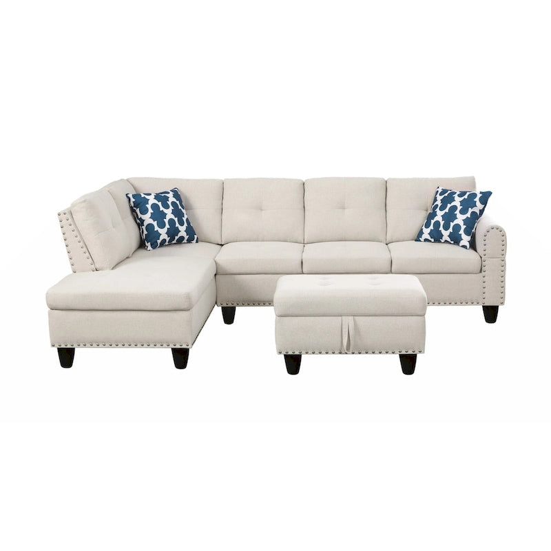 98" breites Sofa mit Ottomane, linke Armlehne, Recamiere