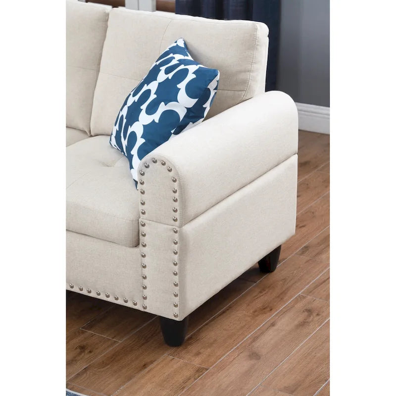 98" breites Sofa mit Ottomane, linke Armlehne, Recamiere