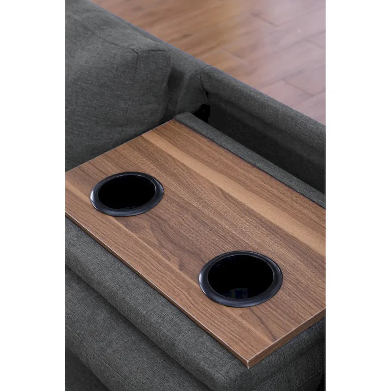 98" breites Sofa mit Ottomane, linke Armlehne, Recamiere