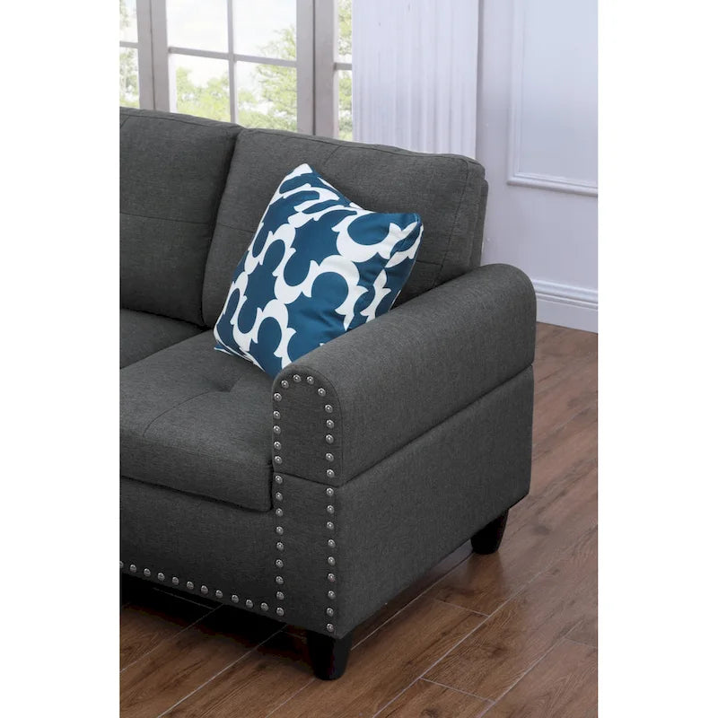 98" breites Sofa mit Ottomane, linke Armlehne, Recamiere