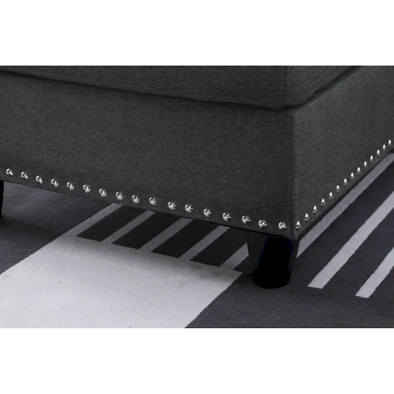 98" breites Sofa mit Ottomane, linke Armlehne, Recamiere