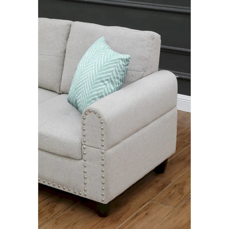 98" breites Sofa mit Ottomane, linke Armlehne, Recamiere