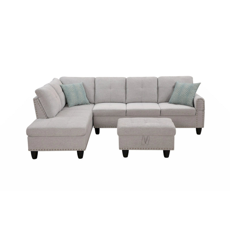 98" breites Sofa mit Ottomane, linke Armlehne, Recamiere