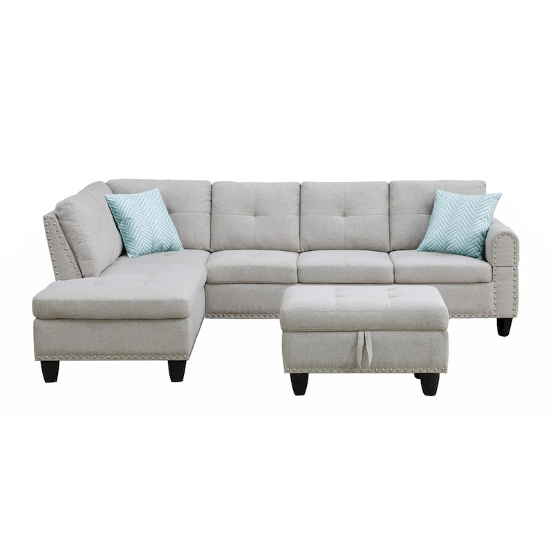 98" breites Sofa mit Ottomane, linke Armlehne, Recamiere