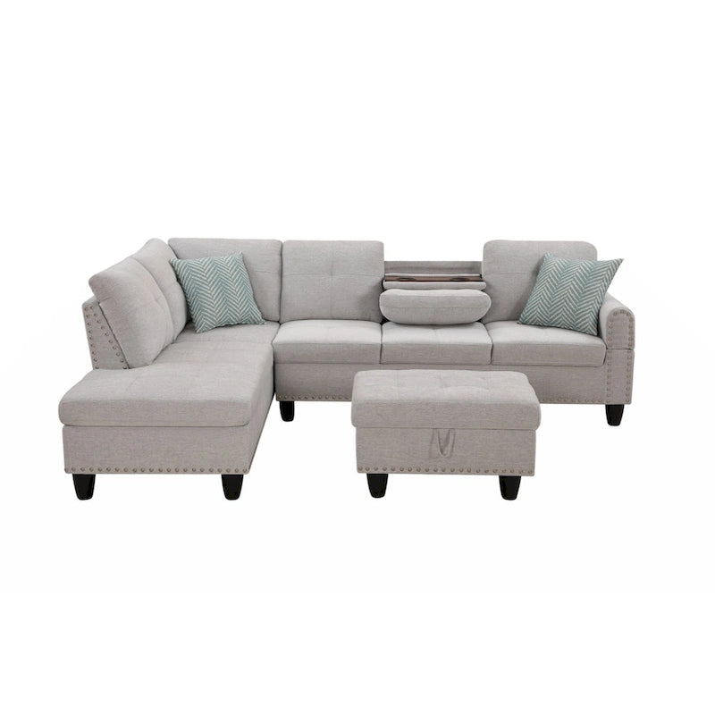 98" breites Sofa mit Ottomane, linke Armlehne, Recamiere