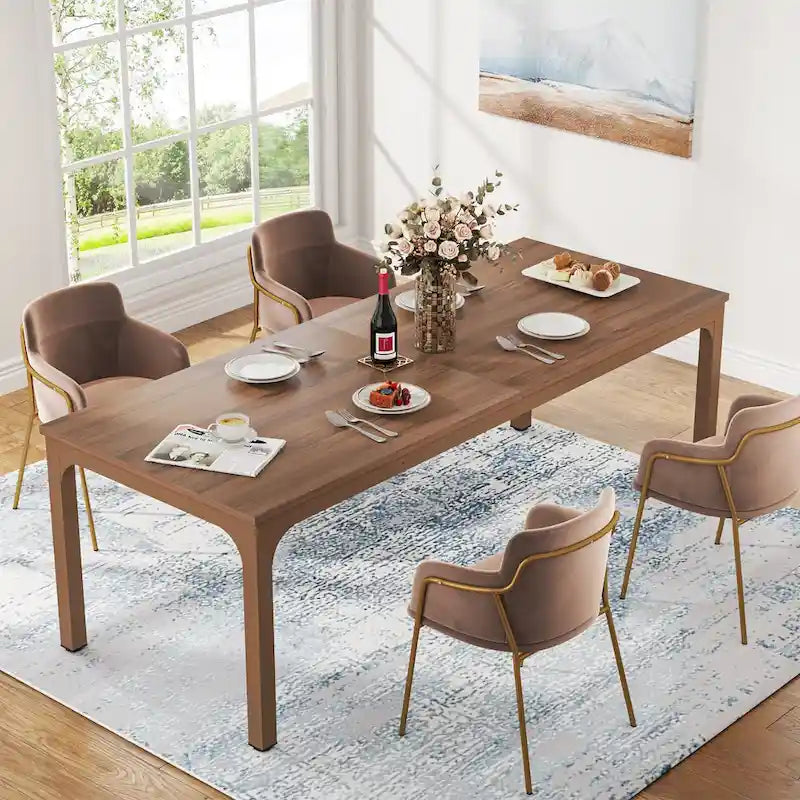 78.74" Esstisch mit Holzplatte und Metallbeinen