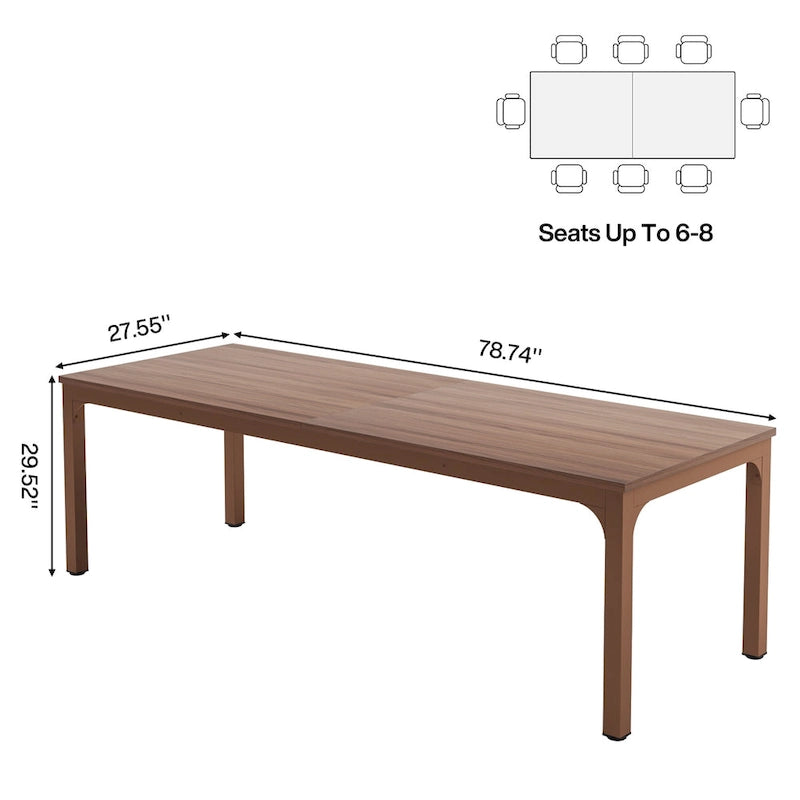 78.74" Esstisch mit Holzplatte und Metallbeinen
