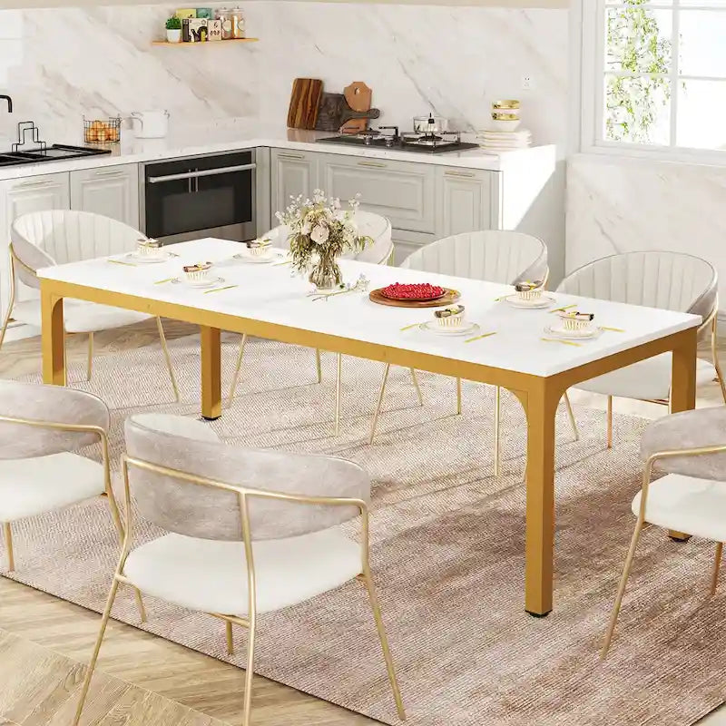 78.74" Esstisch mit Holzplatte und Metallbeinen