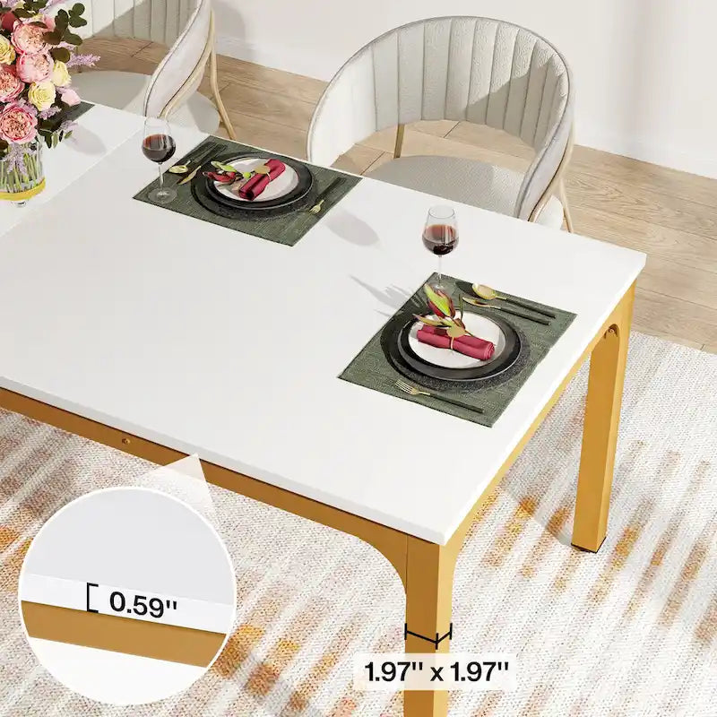 78.74" Esstisch mit Holzplatte und Metallbeinen