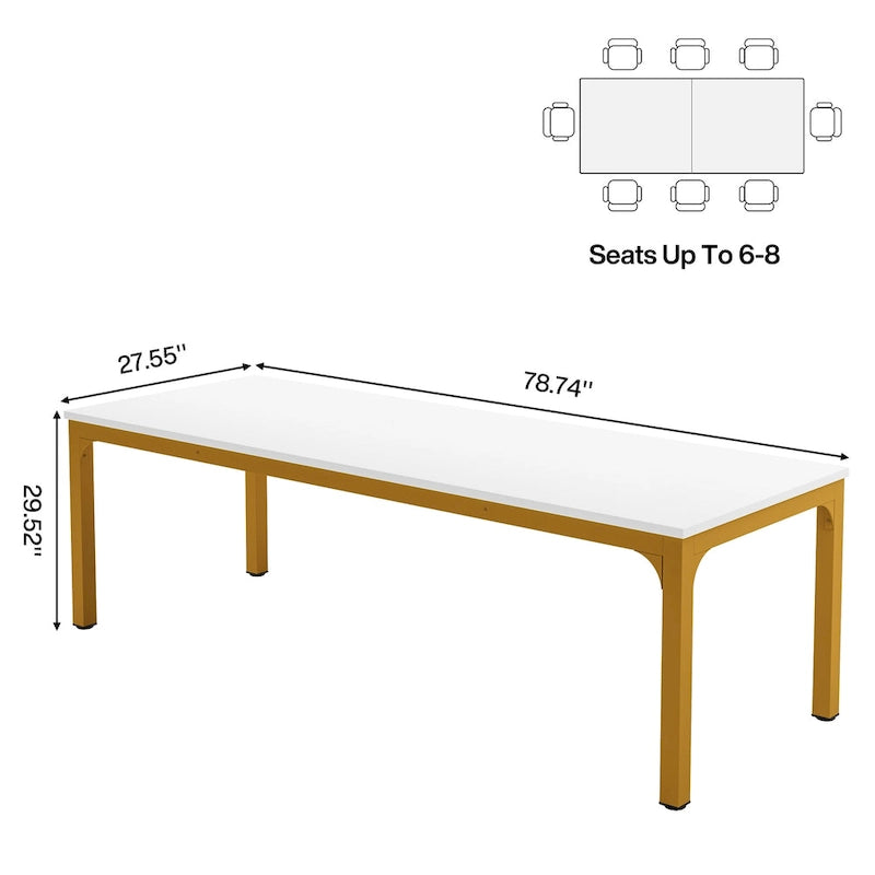 78.74" Esstisch mit Holzplatte und Metallbeinen