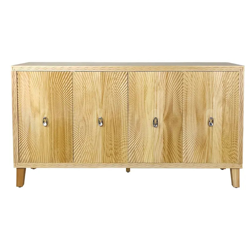 Vintage 4-türiges geschnitztes Sideboard-Buffetschrank mit verstellbaren Einlegeböden