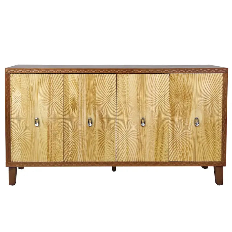 Vintage 4-türiges geschnitztes Sideboard-Buffetschrank mit verstellbaren Einlegeböden