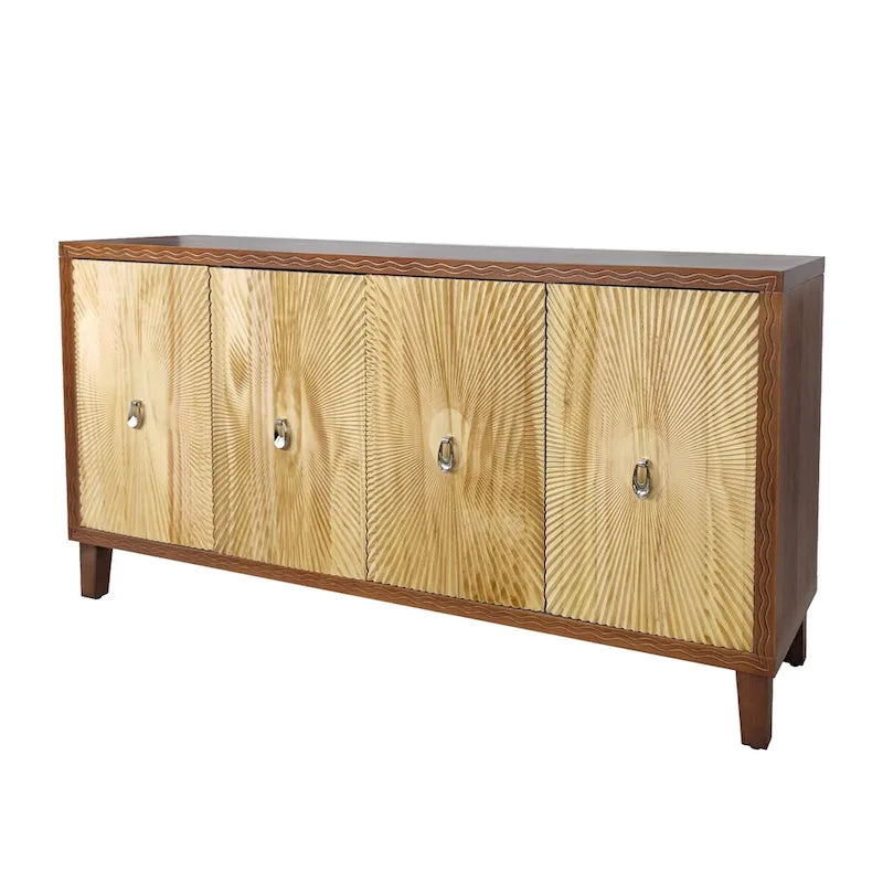 Vintage 4-türiges geschnitztes Sideboard-Buffetschrank mit verstellbaren Einlegeböden