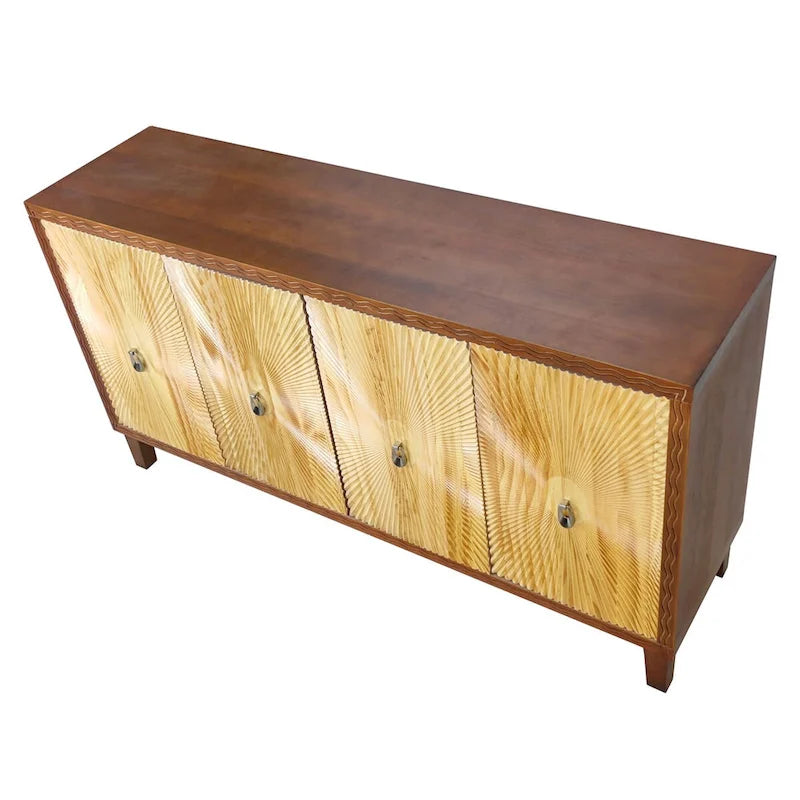 Vintage 4-türiges geschnitztes Sideboard-Buffetschrank mit verstellbaren Einlegeböden