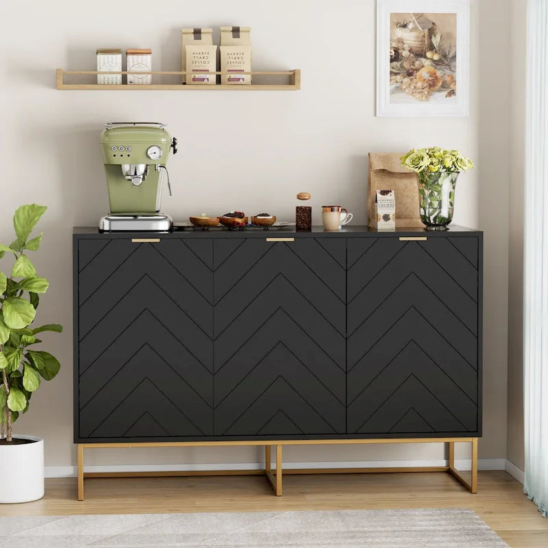 Sideboard mit 3 Türen, Buffetschrank mit Stauraum und verstellbarem Regal
