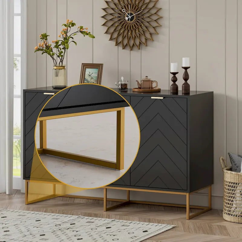 Sideboard mit 3 Türen, Buffetschrank mit Stauraum und verstellbarem Regal