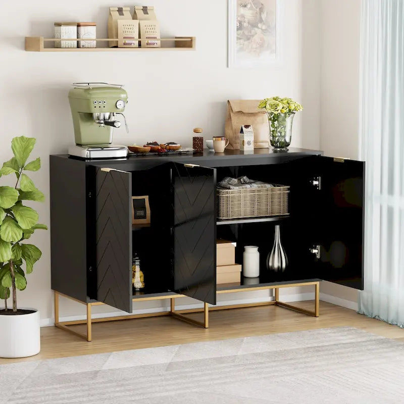 Sideboard mit 3 Türen, Buffetschrank mit Stauraum und verstellbarem Regal