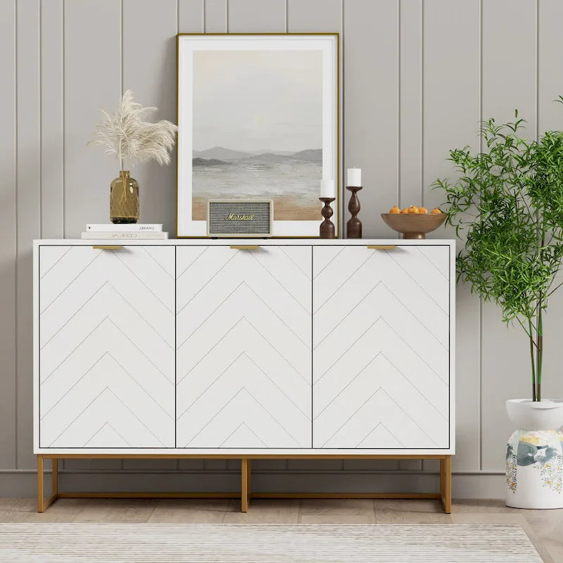 Sideboard mit 3 Türen, Buffetschrank mit Stauraum und verstellbarem Regal