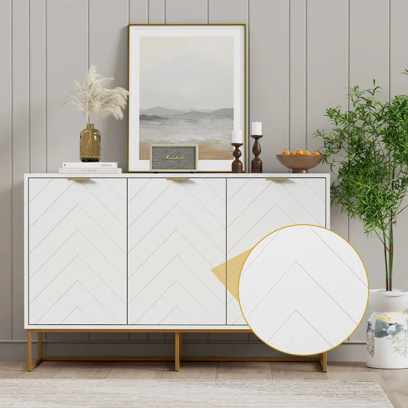 Sideboard mit 3 Türen, Buffetschrank mit Stauraum und verstellbarem Regal