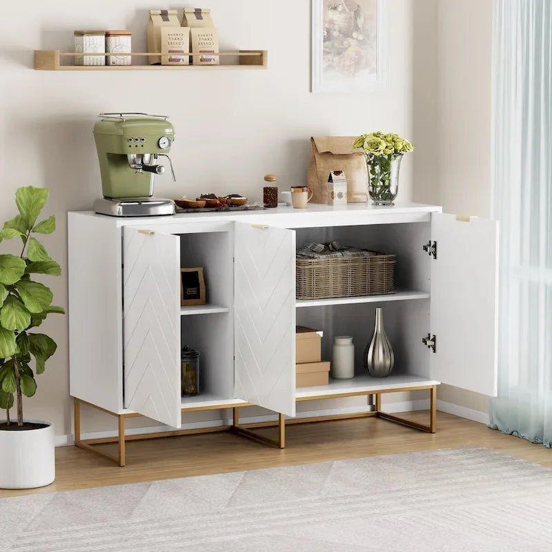 Sideboard mit 3 Türen, Buffetschrank mit Stauraum und verstellbarem Regal