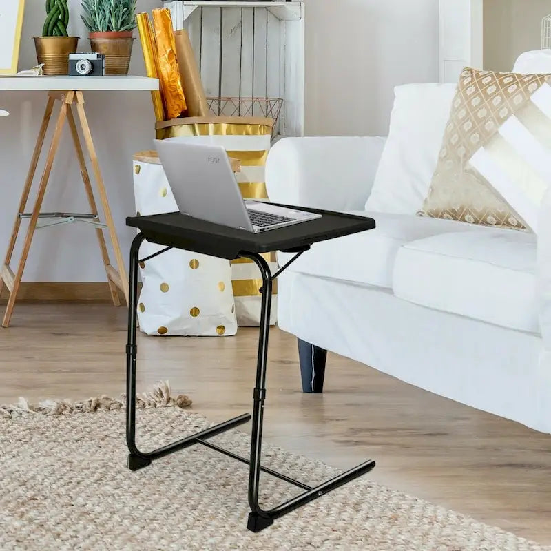 Klappbarer TV-Tablett-Laptoptisch mit Höhenverstellung und Becherhalter