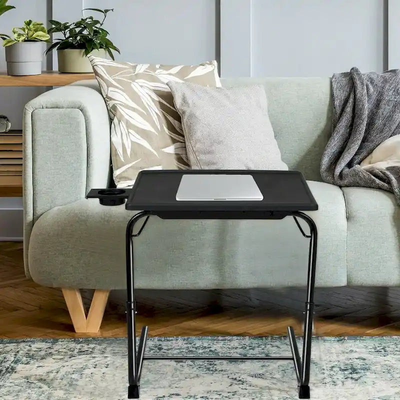Klappbarer TV-Tablett-Laptoptisch mit Höhenverstellung und Becherhalter