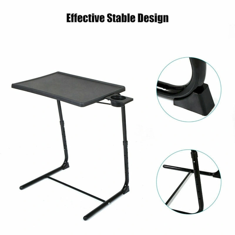 Klappbarer TV-Tablett-Laptoptisch mit Höhenverstellung und Becherhalter