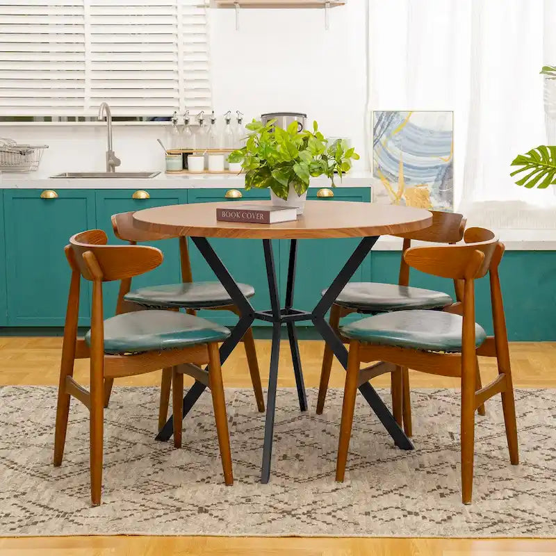 Runder Esstisch im modernen Landhausstil, 98 cm, mit kreuzförmigem Metallfuß