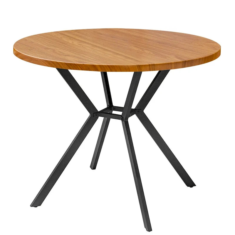 Runder Esstisch im modernen Landhausstil, 98 cm, mit kreuzförmigem Metallfuß