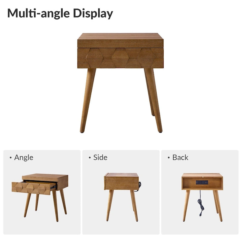 Mid-Century Modern Beistelltisch mit Ladestation