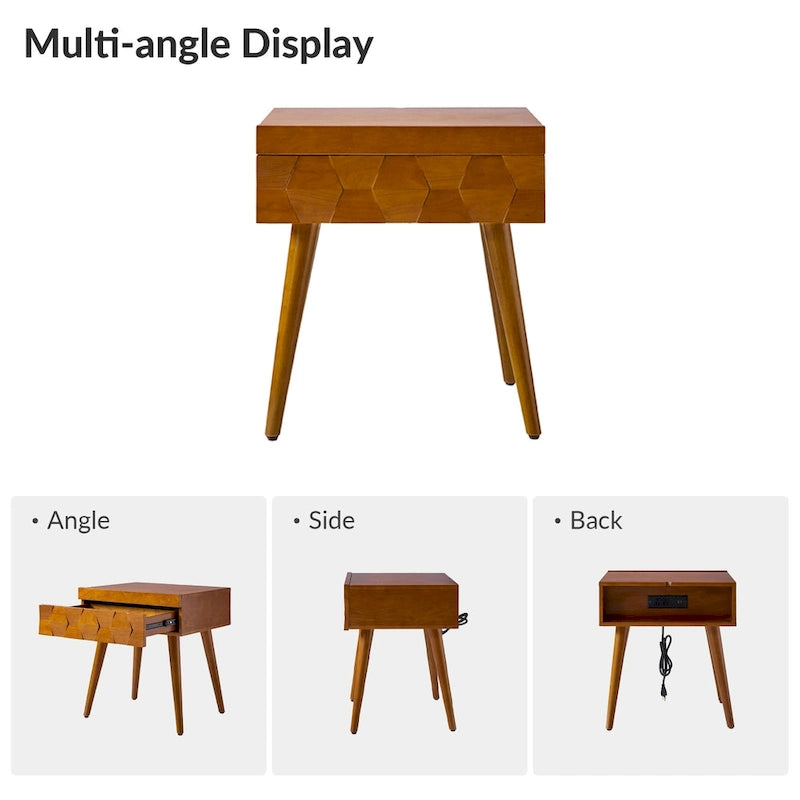 Mid-Century Modern Beistelltisch mit Ladestation