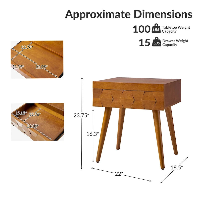 Mid-Century Modern Beistelltisch mit Ladestation