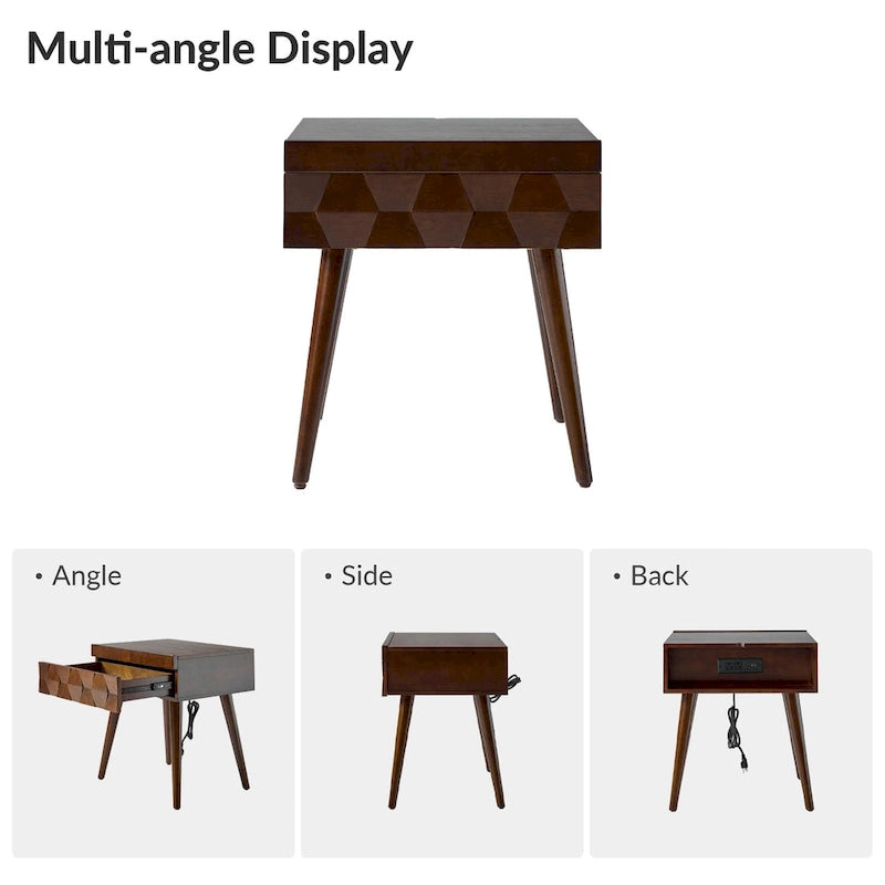 Mid-Century Modern Beistelltisch mit Ladestation