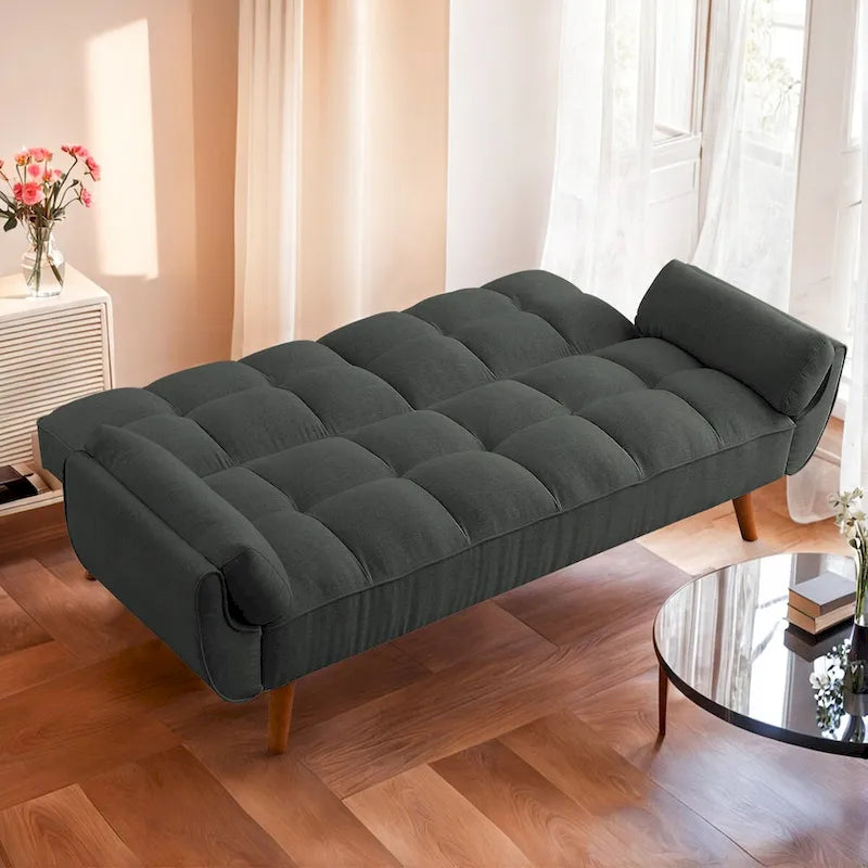 75" Futon Schlafsofa, umwandelbares Klappsofa mit 2 Kissen