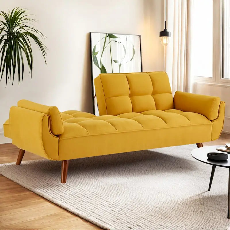 75" Futon Schlafsofa, umwandelbares Klappsofa mit 2 Kissen