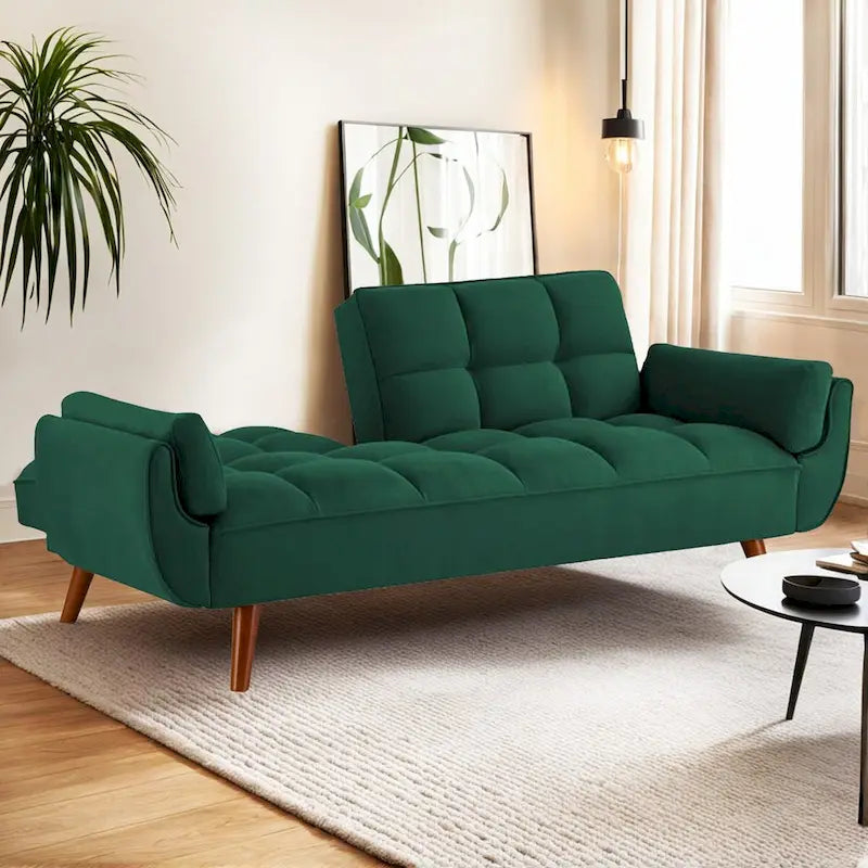 75" Futon Schlafsofa, umwandelbares Klappsofa mit 2 Kissen