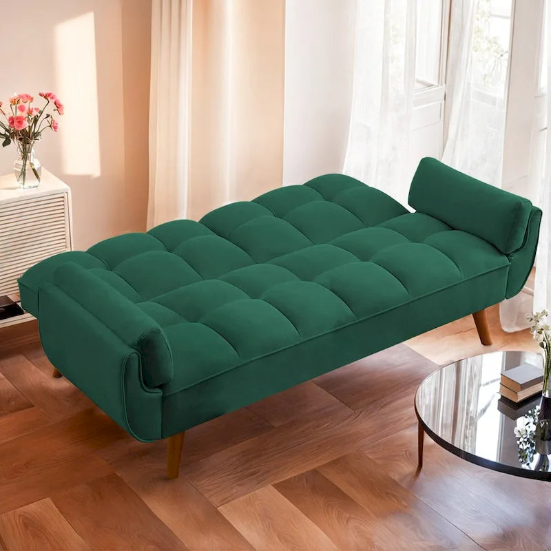 75" Futon Schlafsofa, umwandelbares Klappsofa mit 2 Kissen